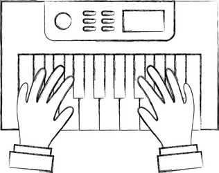 Hands user with synth console vector