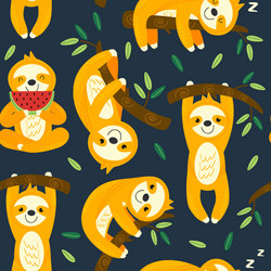 Seamless pattern with funny jungle animals Vector Image