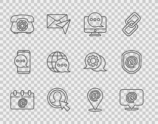 set line calendar with email mail and e-mail vector image