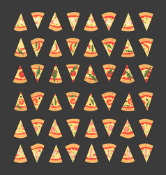 set of pizza slices with different toppings vector image
