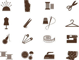 sewing equipment icons vector