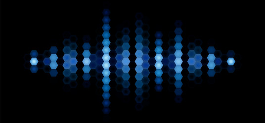 audio or music shiny sound waveform with hexagonal vector image