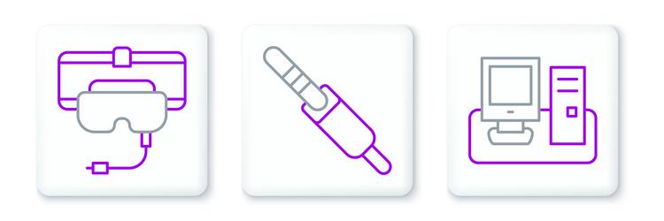 set line monitor with keyboard virtual reality vector image