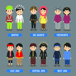 a collection of characters from javanese province vector