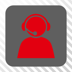 Call center operator rounded square button vector