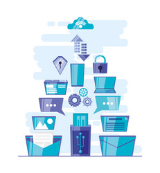 cloud computing network with usb memory vector image