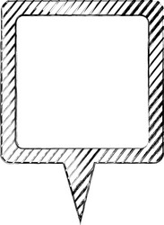 Monochrome sketch of square speech with tail vector