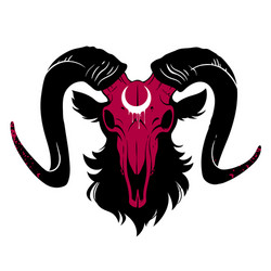 Red Skull Goat with Horns - Gothic Horror Vector Image
