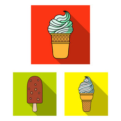 different ice cream flat icons in set collection vector image