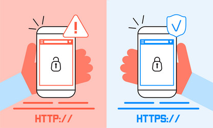 Http and https protocols difference concept vector