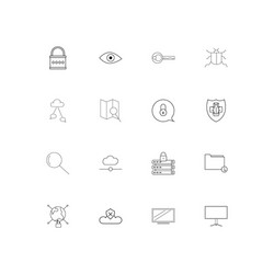 Internet security simple linear icons set vector