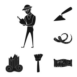 isolated object of museum and attributes logo set vector image