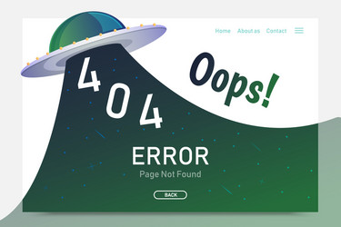 404 error page not found with ufo graphic vector image