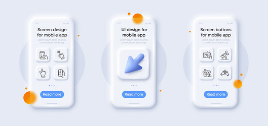 clapping hands scroll down and couple line icons vector image