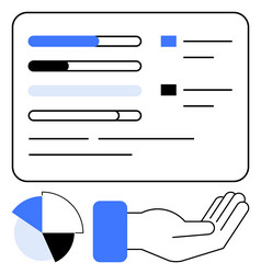 data dashboard with progress bars pie chart vector image