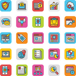 digital and internet marketing icons set 4 vector