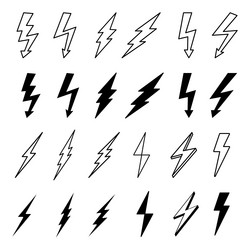 Lightning Bolt Icon Set - Thunderbolt vector image