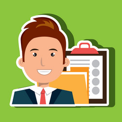 man with folder and clipboard isolated icon design vector image