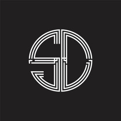 Sd logo monogram with piece circle ribbon style Vector Image