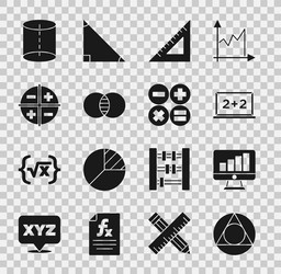 set triangle math computer monitor with graph vector image