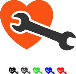 Heart wrench tools flat icon Royalty Free Vector Image