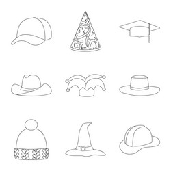 isolated object of headgear and napper symbol set vector image