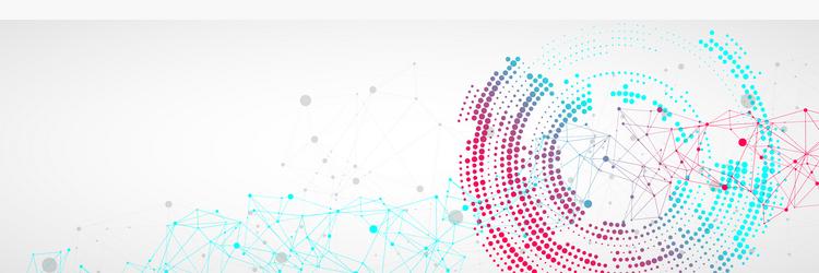 polygonal science background with connecting dots vector image