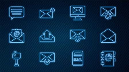 set line address book envelope monitor vector image