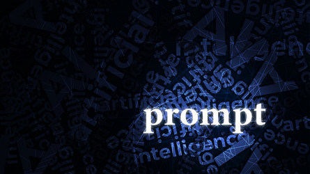 a glowing prompt word on the scattered text vector image