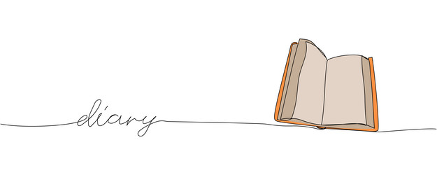 diary one line colored art continuous color vector image