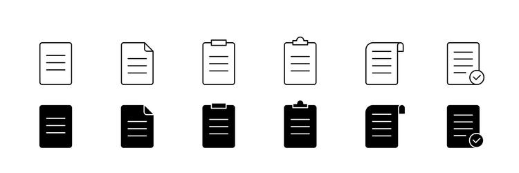 document icon set line and glyph file vector image