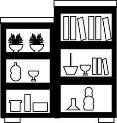 Shelves unit with decorative objects vector