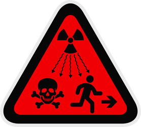 Triangular red warning hazard symbol vector