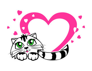 Valentines kitty with heart vector