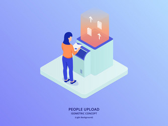 woman upload data concept with uploading document vector image