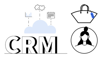 crm concept with cloud integration data analysis vector image