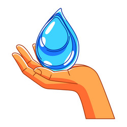 hand holding water drop ecology vector