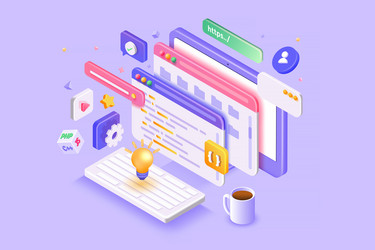 modern 3d isometric of design and development vector image