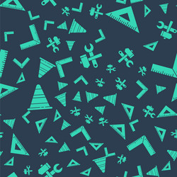set hammer and wrench spanner triangular ruler vector image