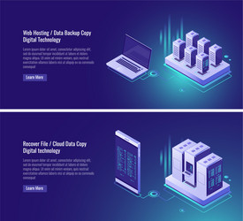 web hosting data backup copy recover file concept vector image