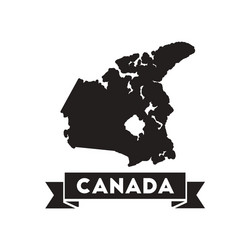Canada Map Icon - Black & White Vector Image