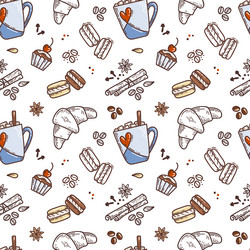 Hand drawn sketch style tea or coffee pattern vector