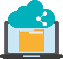 laptop with folder and cloud computing vector image