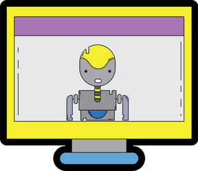 line color computer technology with screen vector image