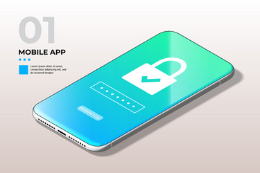 Modern mobile cell phone with lock screen ui ux vector