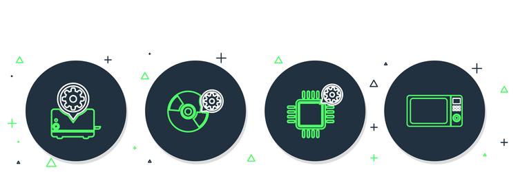 set line cd or dvd disk setting processor vector image