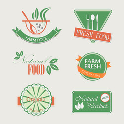 Set of badges for organic and natural products vector