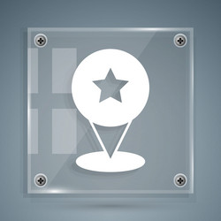 white map pointer with star icon isolated on grey vector image