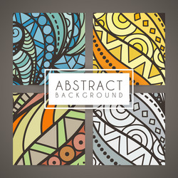 set of four colorful intricate patterns vector image