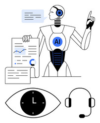 ai robot analyzing documents communicating vector image